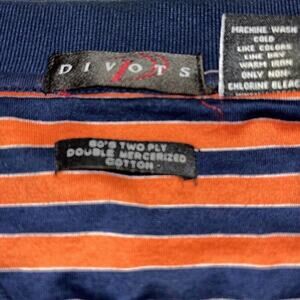 Divots Driway NCAA Mens Orange/Blue Striped‎ Embroidered | Auburn Polo Shirt Xl